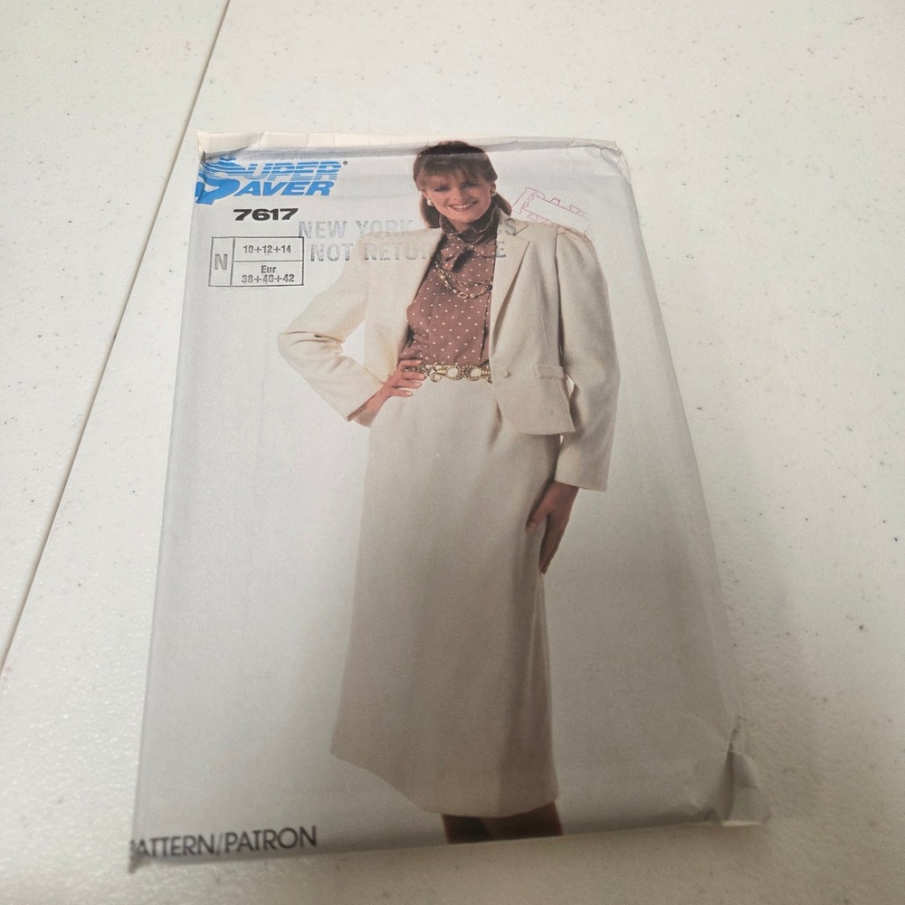 Vintage Super Saver 7617 Sewing Pattern 80s Skirt and Jacket Suit Size 10 12 14